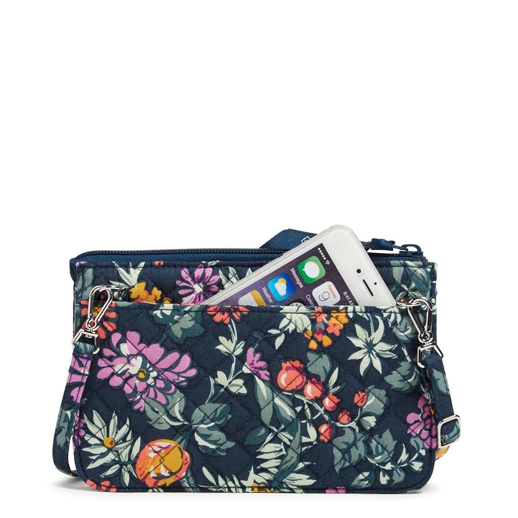 Vera Bradley  RFID Wallet Crossbody in Fresh-Cut Floral Green