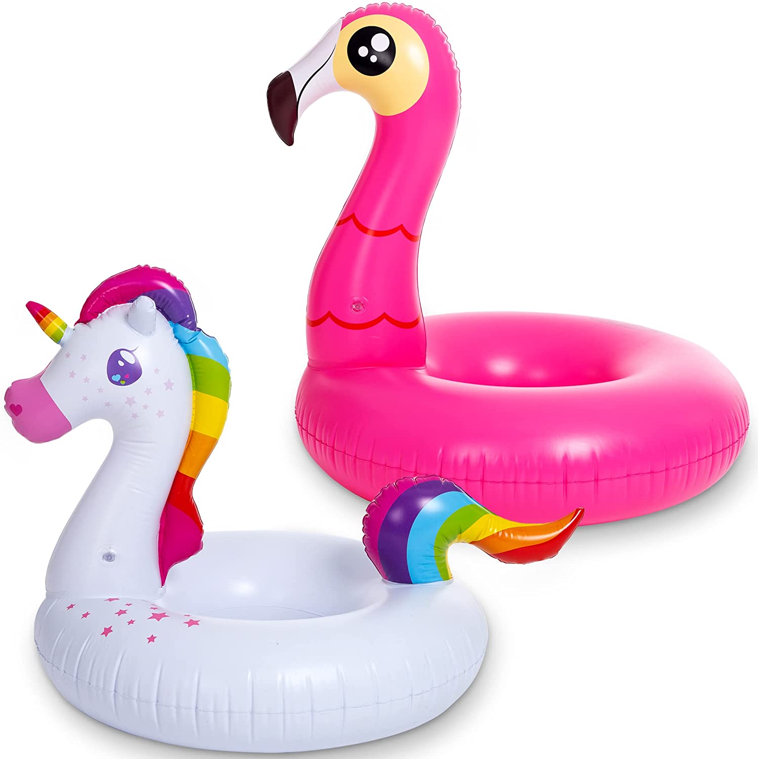 clearance sale - 39in Unicorn And Flamingo Pool Float Bundle, 2 Pcs