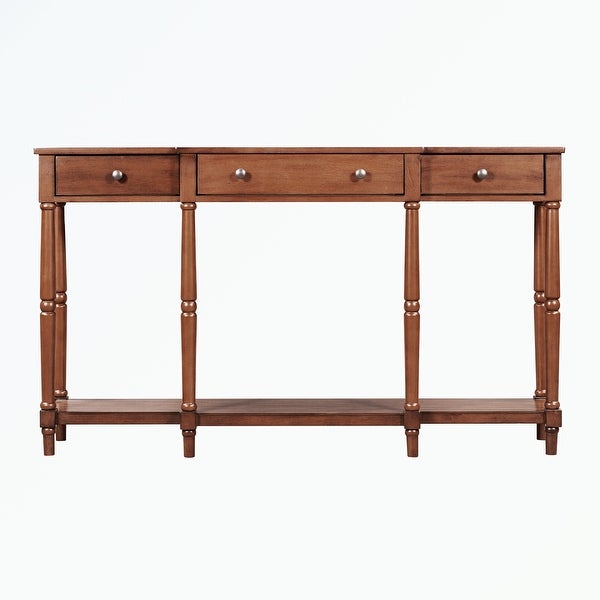 Solid Wood Console Table， with Storage Shelf and Drawer