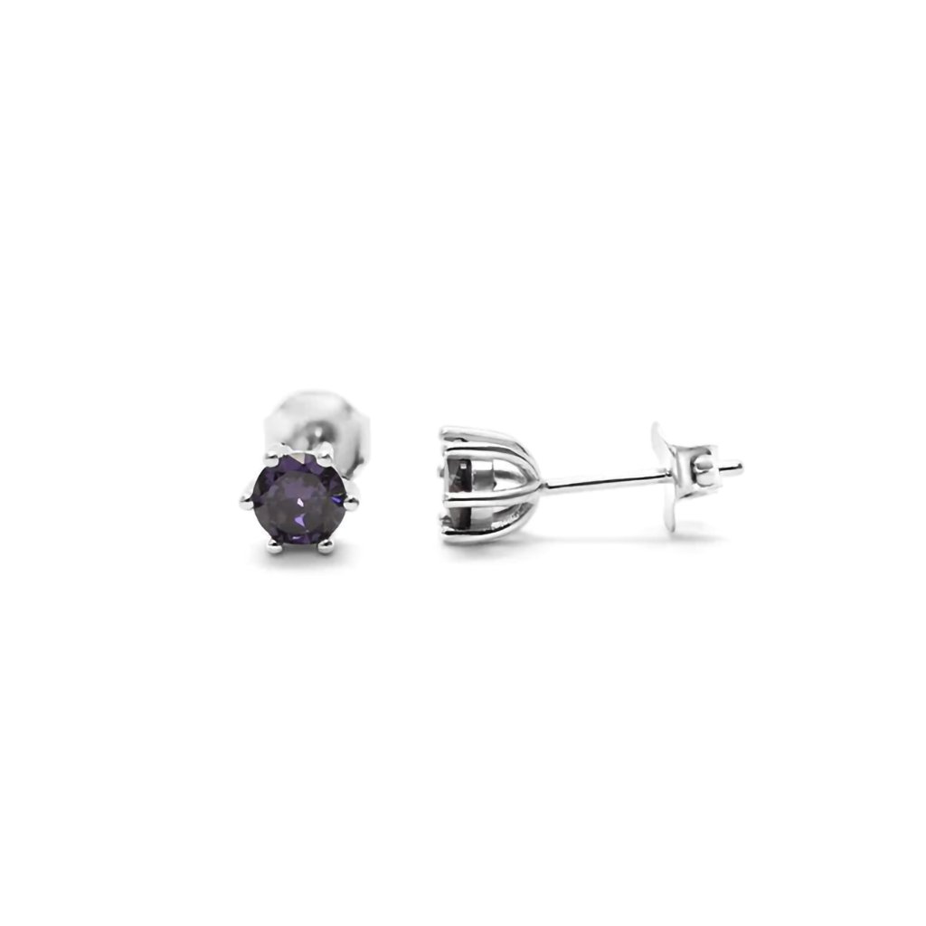 Stia  6 Prong CZ Stud - Amethyst