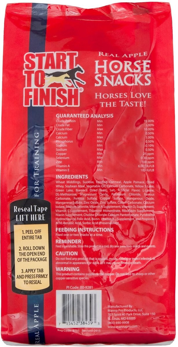 Manna Pro Start to Finish Apple Horse Treats， 5-lb bag