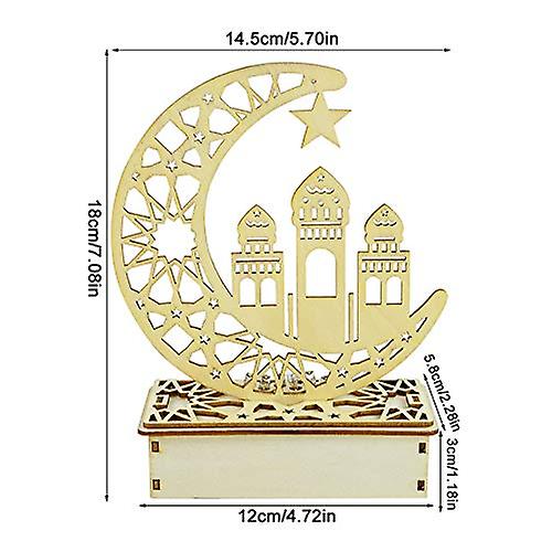 Ramadan Star And Moon Light Eid Mubarak Wooden Pendant Led Candles For Mubarak Muslim Islamic Festival Wedding Party Decor