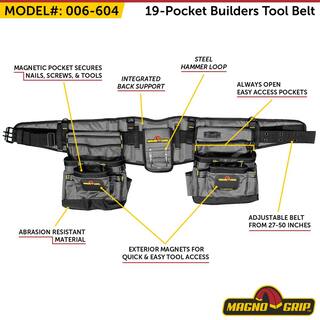 MagnoGrip 19-Pocket Builders Tool Belt with Integrated Back Support 006-604