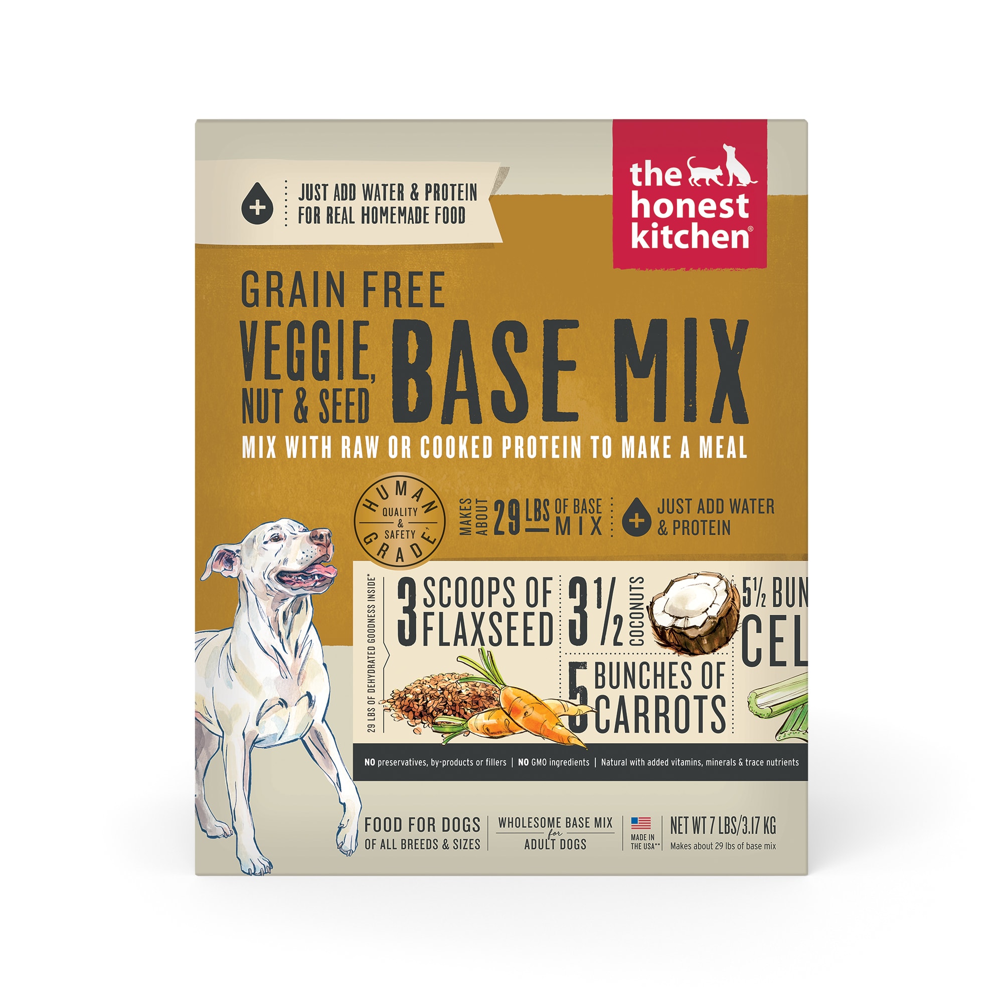 The Honest Kitchen Dehydrated Grain Free Veggie， Nut  Seed Base Mix Recipe Dog Food， 7 lbs.