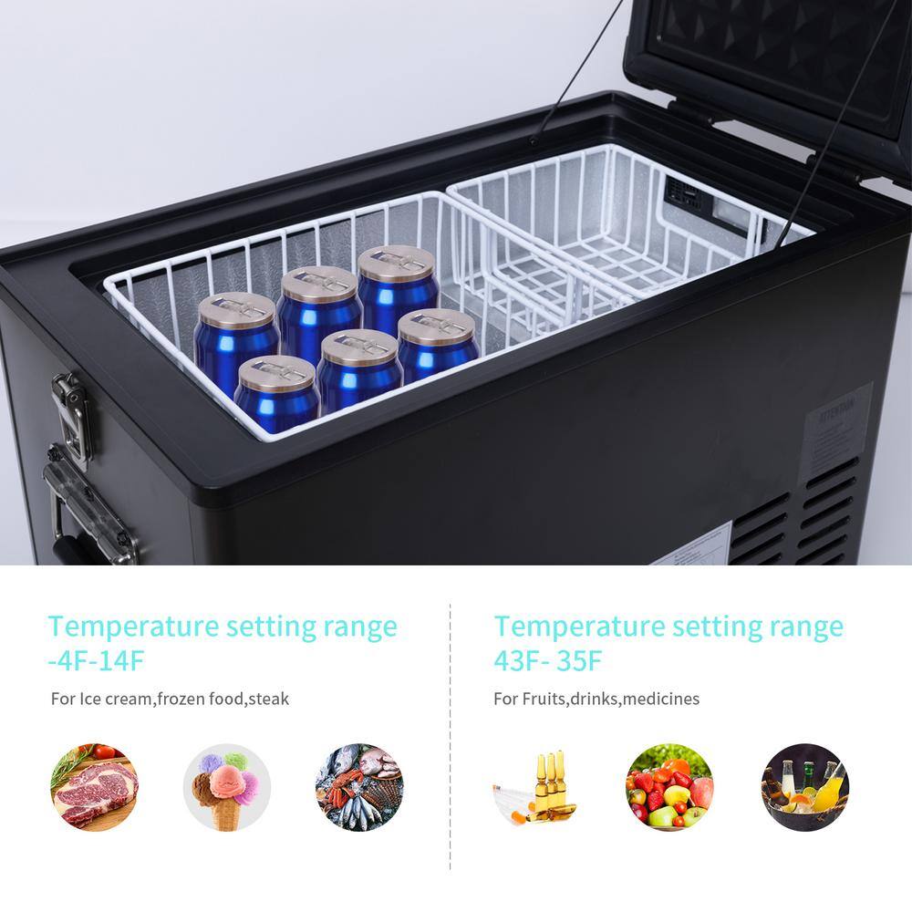 Edendirect 47 qt. Chest Cooler in Black Freezer Fridge Cooler Cooling From -7.6F to 50F HZJYDOECRBK06