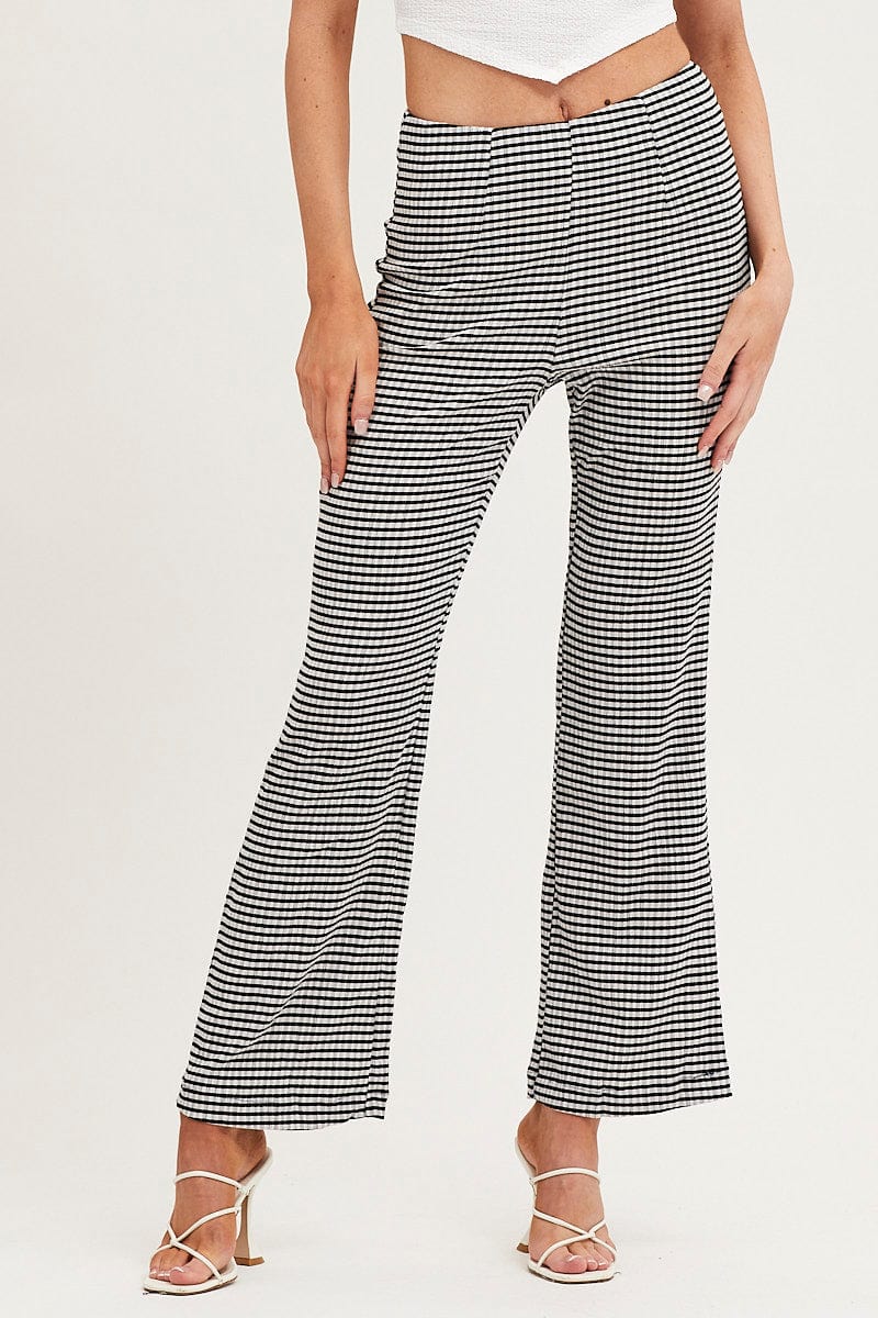 Check High Rise Pants Straight Leg