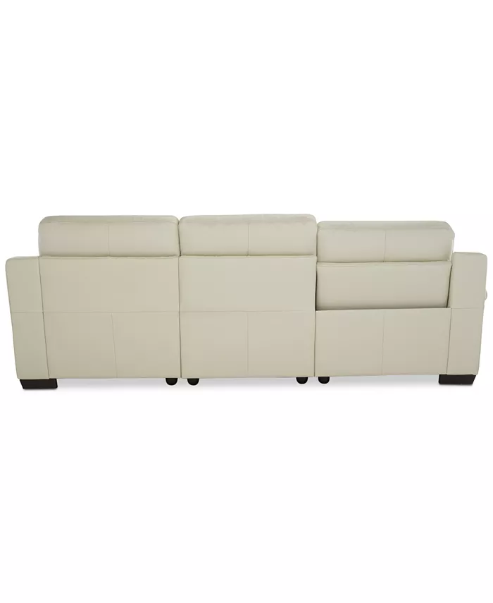 Furniture Julius II 3-Pc. Leather Sectional Sofa With 1 Power Recliner Power Headrests Chaise And USB Power Outlet