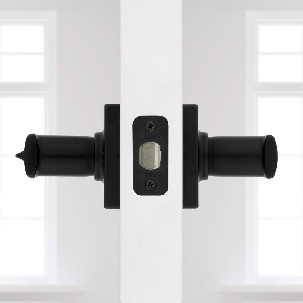 Kwikset Breton Square Matte Black Keyed Entry Door Handle Featuring SmartKey Technology and Microban 405BRNLSQT514SM