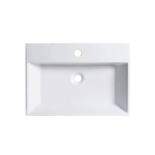 Altair 24 in. Rectangle White Ceramic Vessel Bathroom Vanity Sink with Overflow 9011-BAS-WH