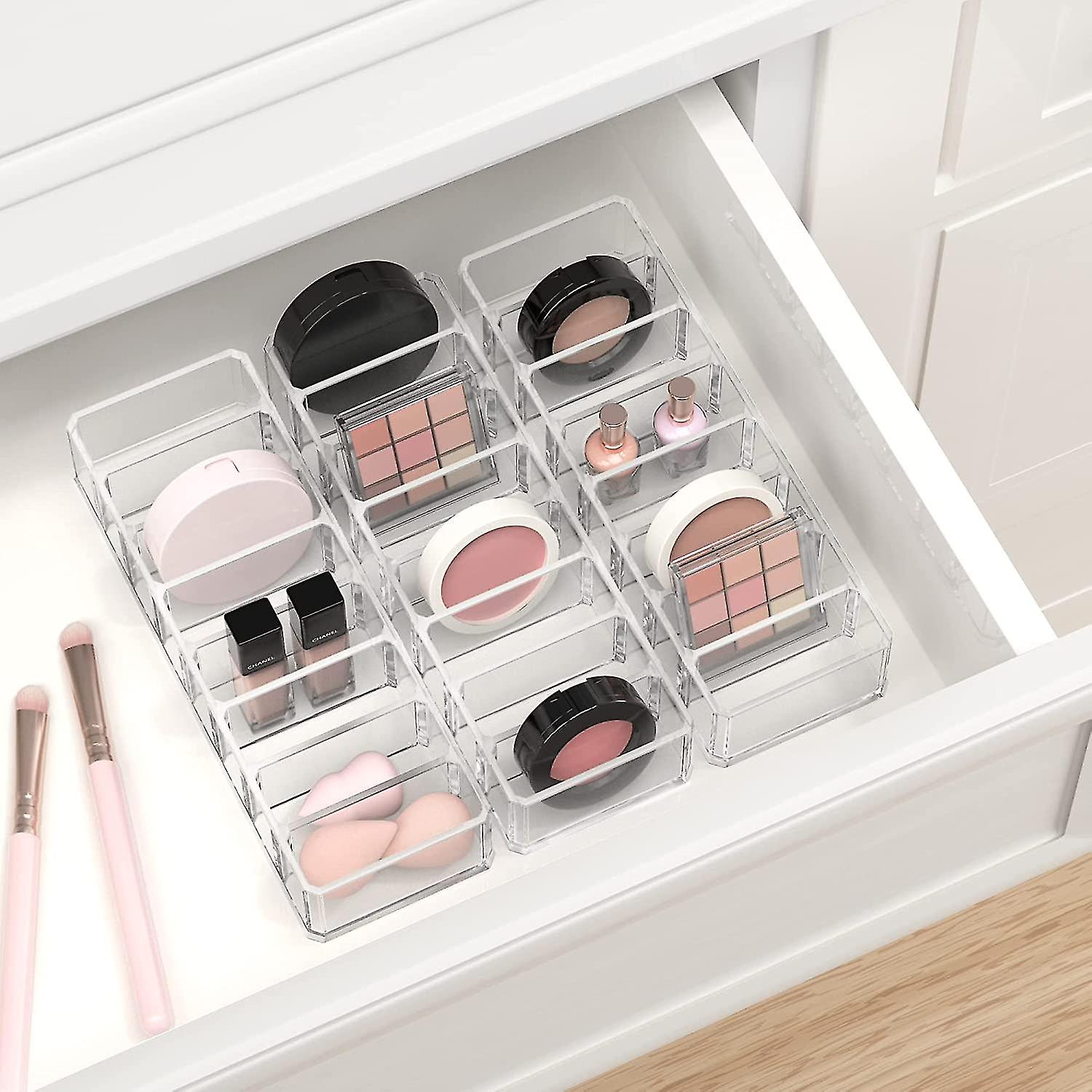 Clear Acrylic Makeup Compact Organizer 8 Spaces