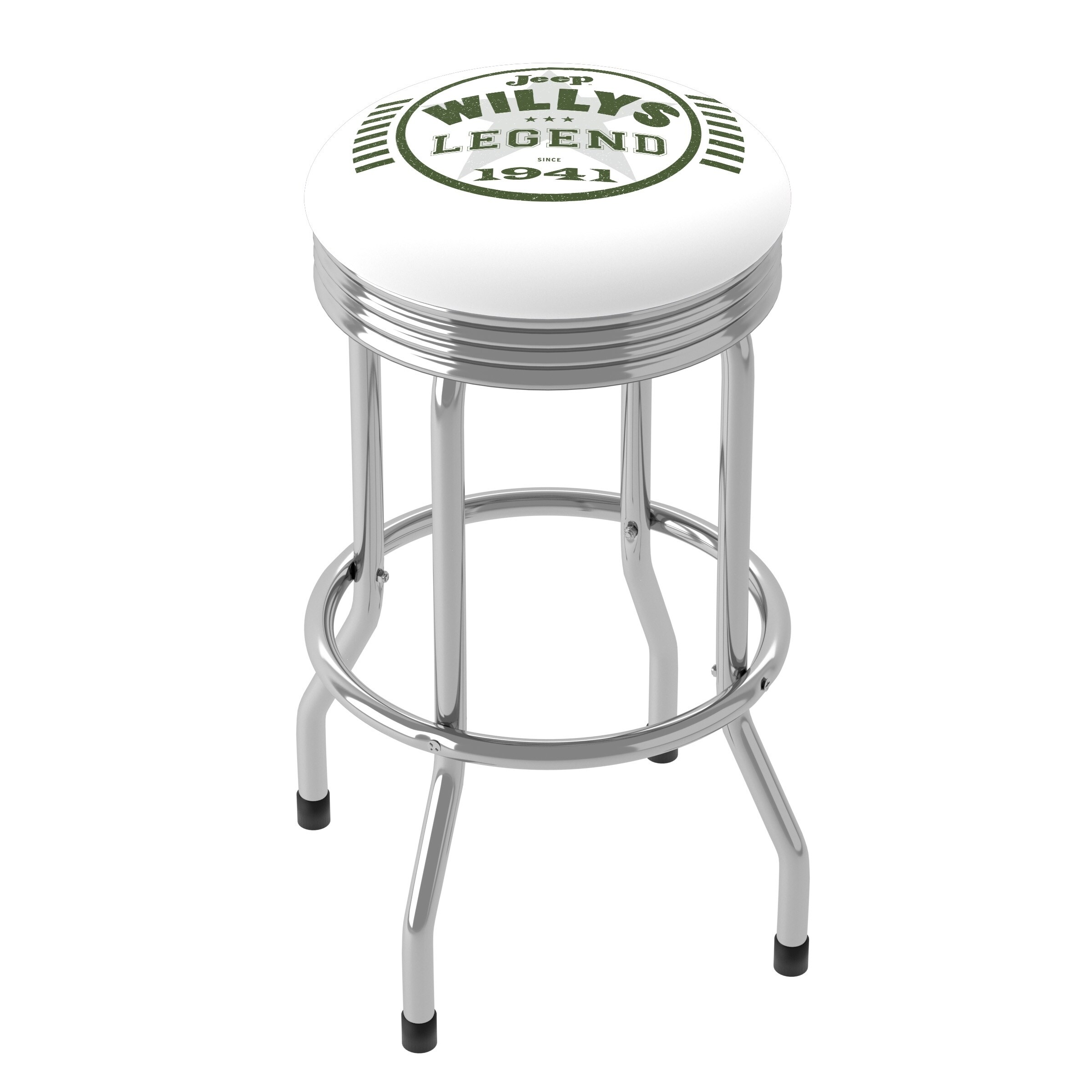 Jeep Willys Legend Green 360 Degree Swivel Barstool with Foam Padded Seat - 20.75 x 20.75 x 29