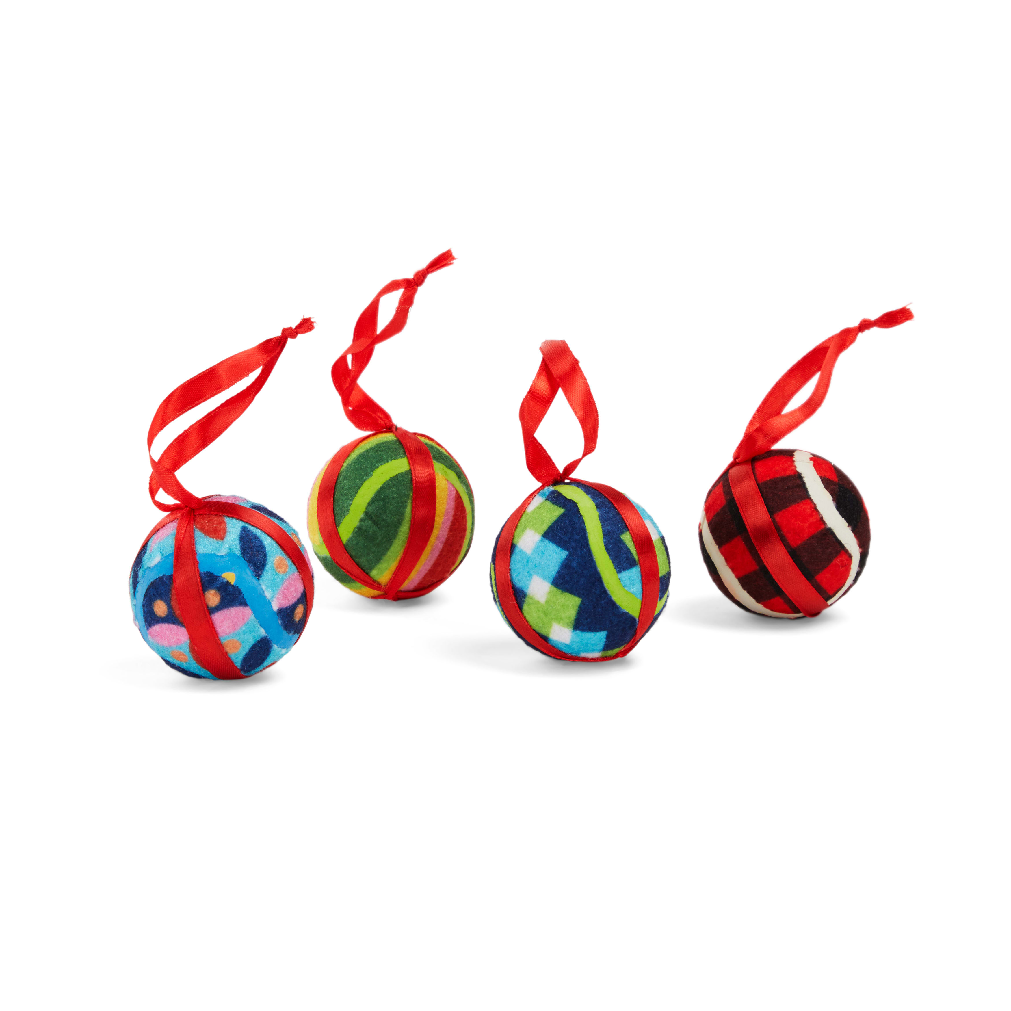 MORE AND MERRIER Ornament Stripe Tennis Ball Dog Toy， Small