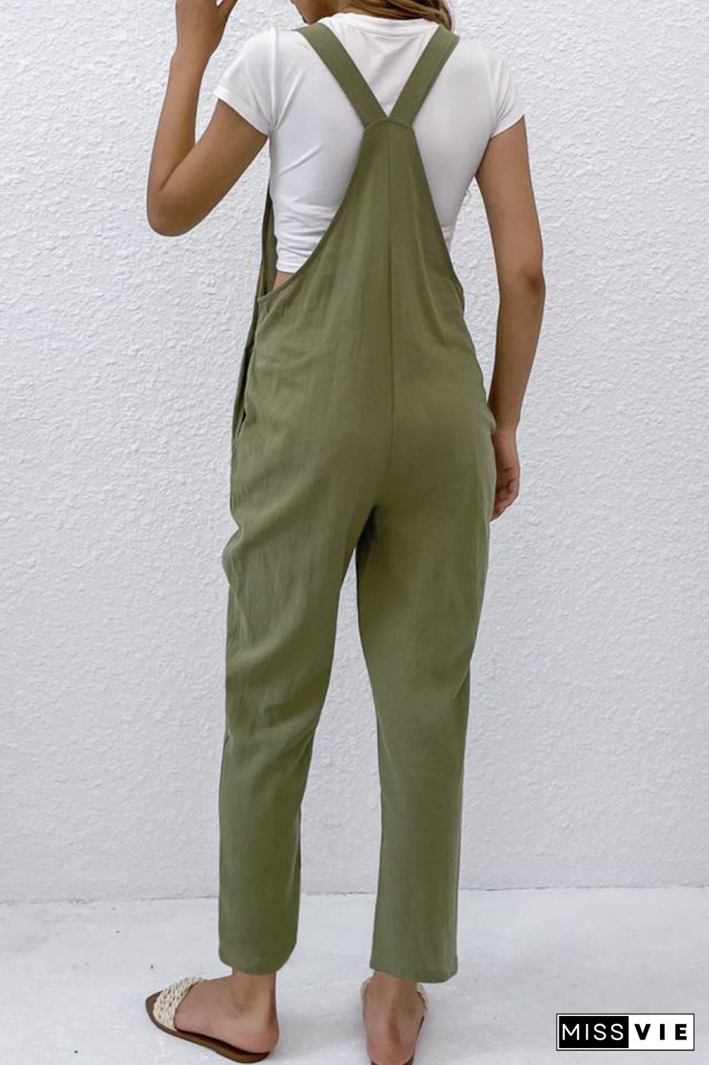 Solid Color Pocket Jumpsuit Wholesale