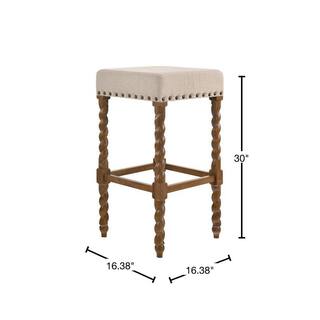 CAROLINA CLASSIC Remick 30 in. Natural Oak Barley Twist Upholstered Stool 3664-NOLN