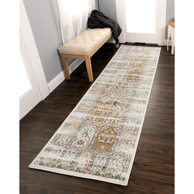 Modern Abstract Patchwork Damask Indoor Area Rug Or Runner By Blue Nile Mills