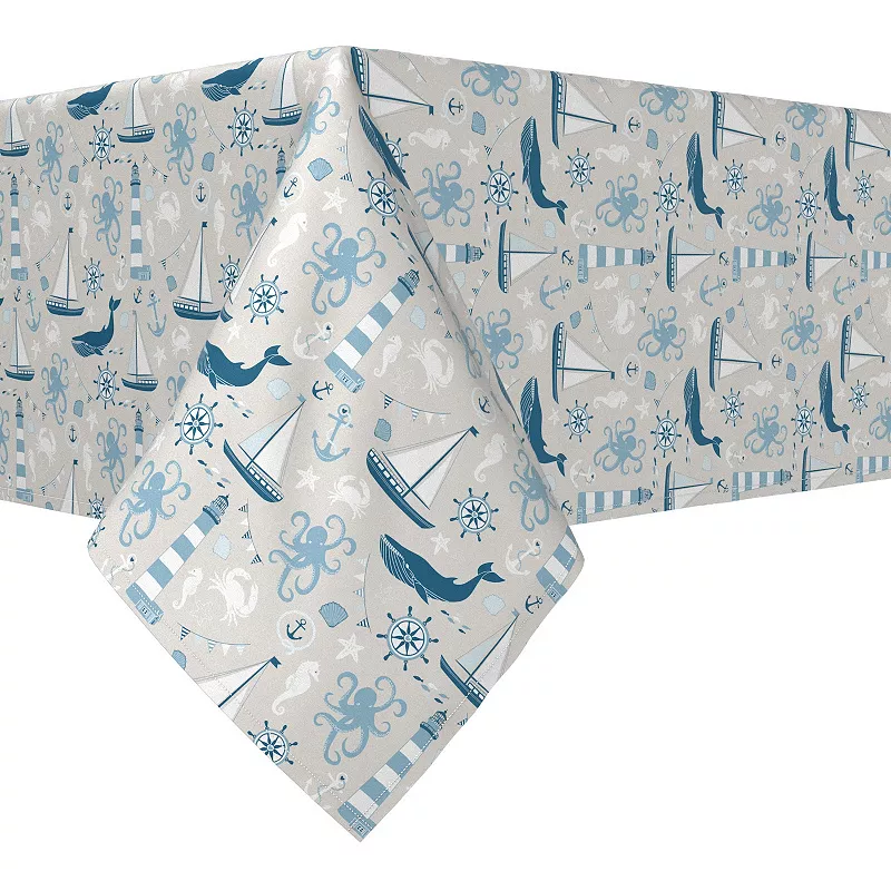 Rectangular Tablecloth， 100% Cotton， 52x104， Elements of the Sea