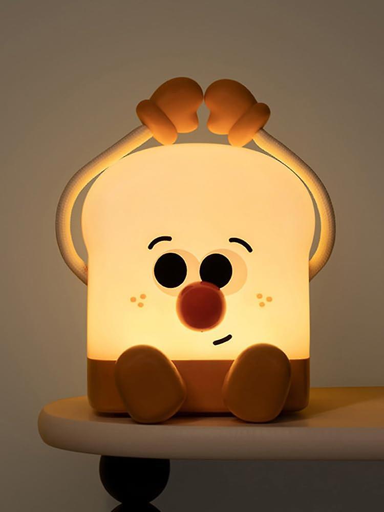 Cute Toast Led  Usb Rechargeable Bread   Lamp With   Dimmable Bedside Lamp