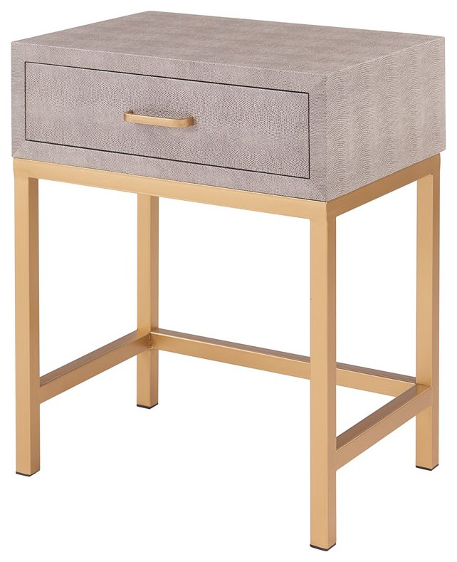 New Pacific Direct Durham 1 drawer Faux Shagreen End Table in Brown/Gray   Contemporary   Side Tables And End Tables   by VirVentures  Houzz