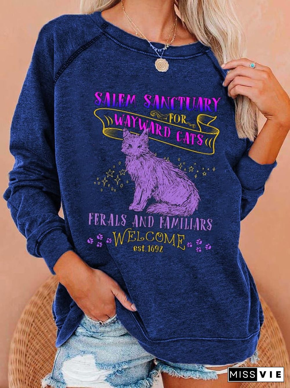 Women's Salem Sanctuary For Wayward Cats Print Sweatshirt