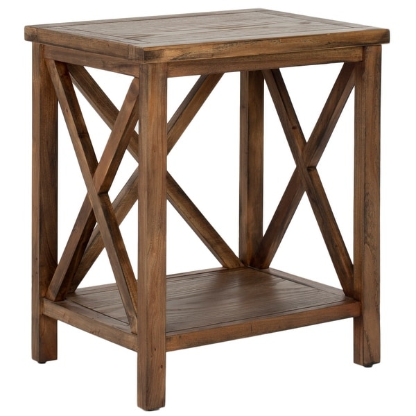 SAFAVIEH Cadence Oak Cross Back Table - 18.1