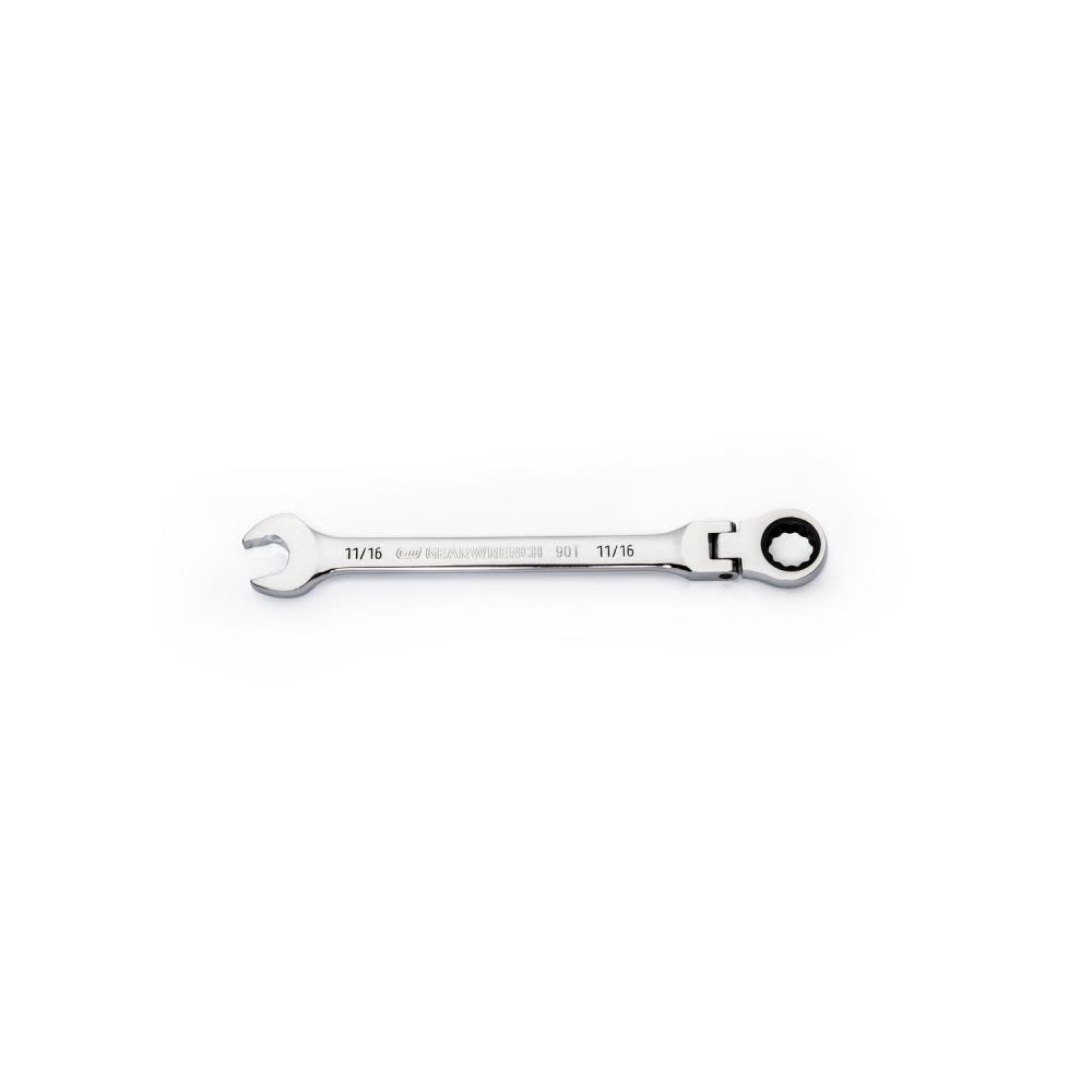 11/16 90T 12 Point Flex Head Ratcheting Combination Wrench