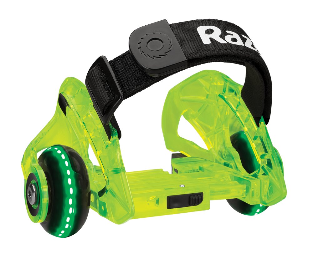 Razor Jetts DLX Heel Wheels - Neon Green， Wheeled Skate Shoes with Sparks for Kids Ages 9+， Unisex