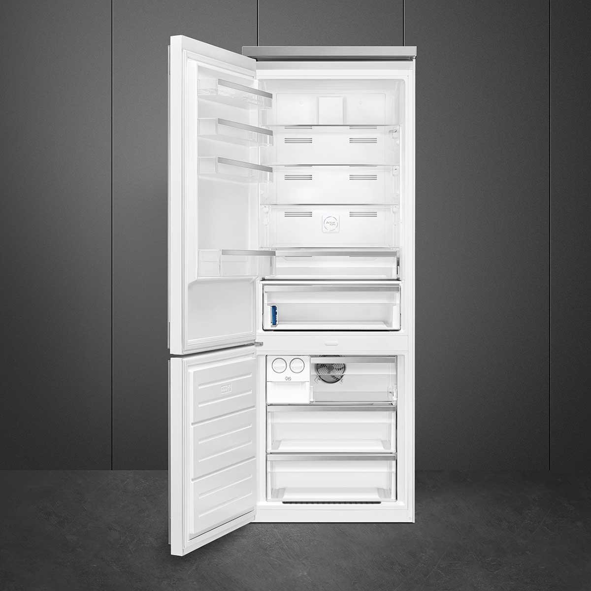 Smeg Portofino 18 Cu. Ft. White Left-Hinge Bottom Mount Refrigerator