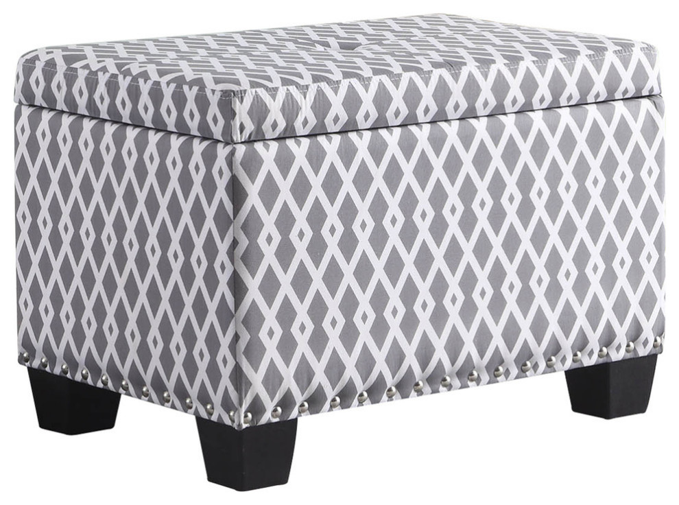 17 quotGray/White Diamond Storage Ottoman  1 Storage Seating   Transitional   Footstools And Ottomans   by Ore International  Houzz