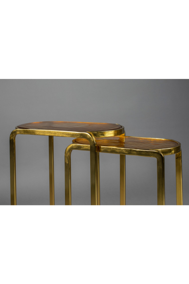 Amber Glass Side Table Set (2)  Dutchbone Bandu   Contemporary   Coffee Table Sets   by Oroa   Distinctive Furniture  Houzz