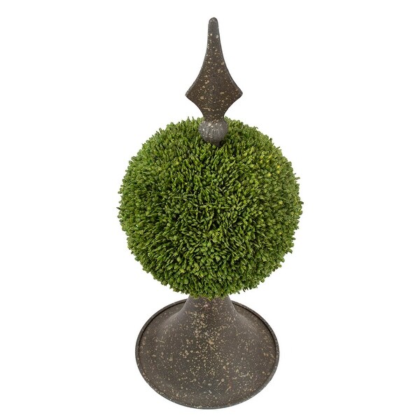 Antique Bronze and Green 17inch Spired Sphere Boxwood Topiary