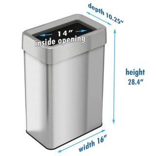 iTouchless 18 Gal. Rectangular Open Top Commercial Grade Stainless Steel Trash Can and Recycle Bin with Dual-Deodorizer OT18RTS