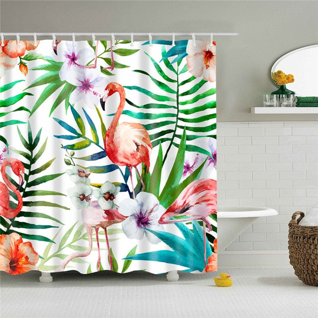 Nordic Pictures Polyester Waterproof Shower Curtains High Quality Animals Flamingo Shower Curtain In The Bathroom