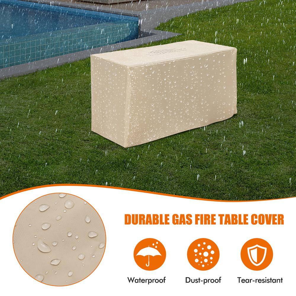 Costway 43 in. Propane Gas Fire Pit Table Wood-like Metal Fire Table with Protective Cover NP10795GR