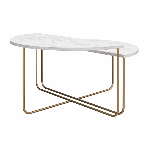 Athena Coffee Table White Marble Novogratz