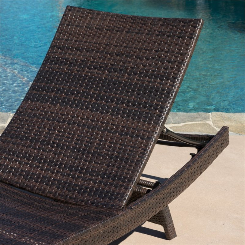 Noble House Kauai 3 Piece Outdoor Wicker Chaise Lounge Set in Multibrown   Tropical   Outdoor Chaise Lounges   by Homesquare  Houzz