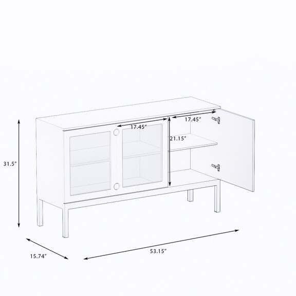 Dining sideboard with 2 glass doors in a semi circ...