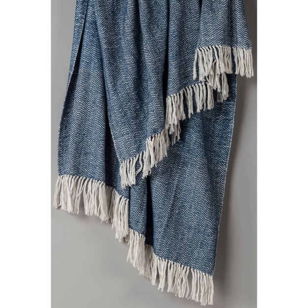 Chevron Throw Blanket Blue Rizzy Home