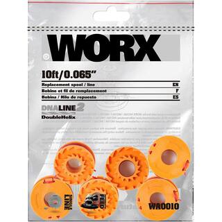 Worx 120 in. Replacement Trimmer Spool Line Cap for Select Trimmers and Edger's (6-Pack) WA0010