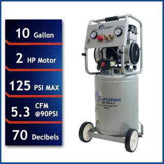 California Air Tools 10 Gal. 2.0 HP Ultra Quiet and Oil-Free Electric Air Compressor with Auto Drain Valve 10020CAD