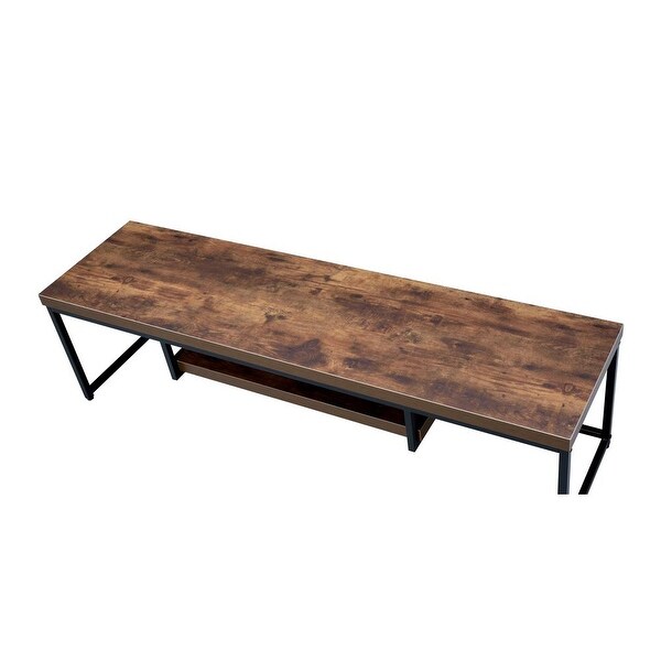 47 inch Industrial Oak Top TV Stand with Metal Sled Base and Storage Space