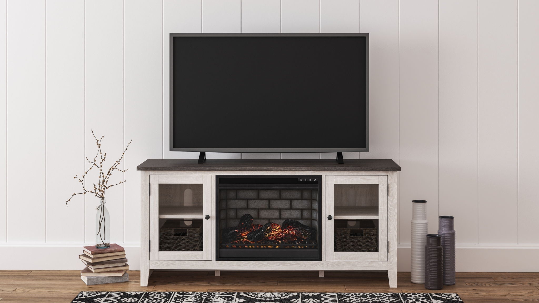 Dorrinson 60 TV Stand with Fireplace Insert