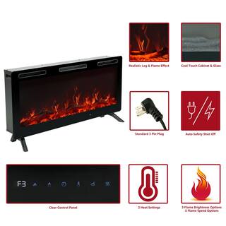 FLAMESHADE 42 in. Wall-Mount Electric Fireplace in Black with Infrared Remote and Touch Screen FSEFWTJ42AI2N