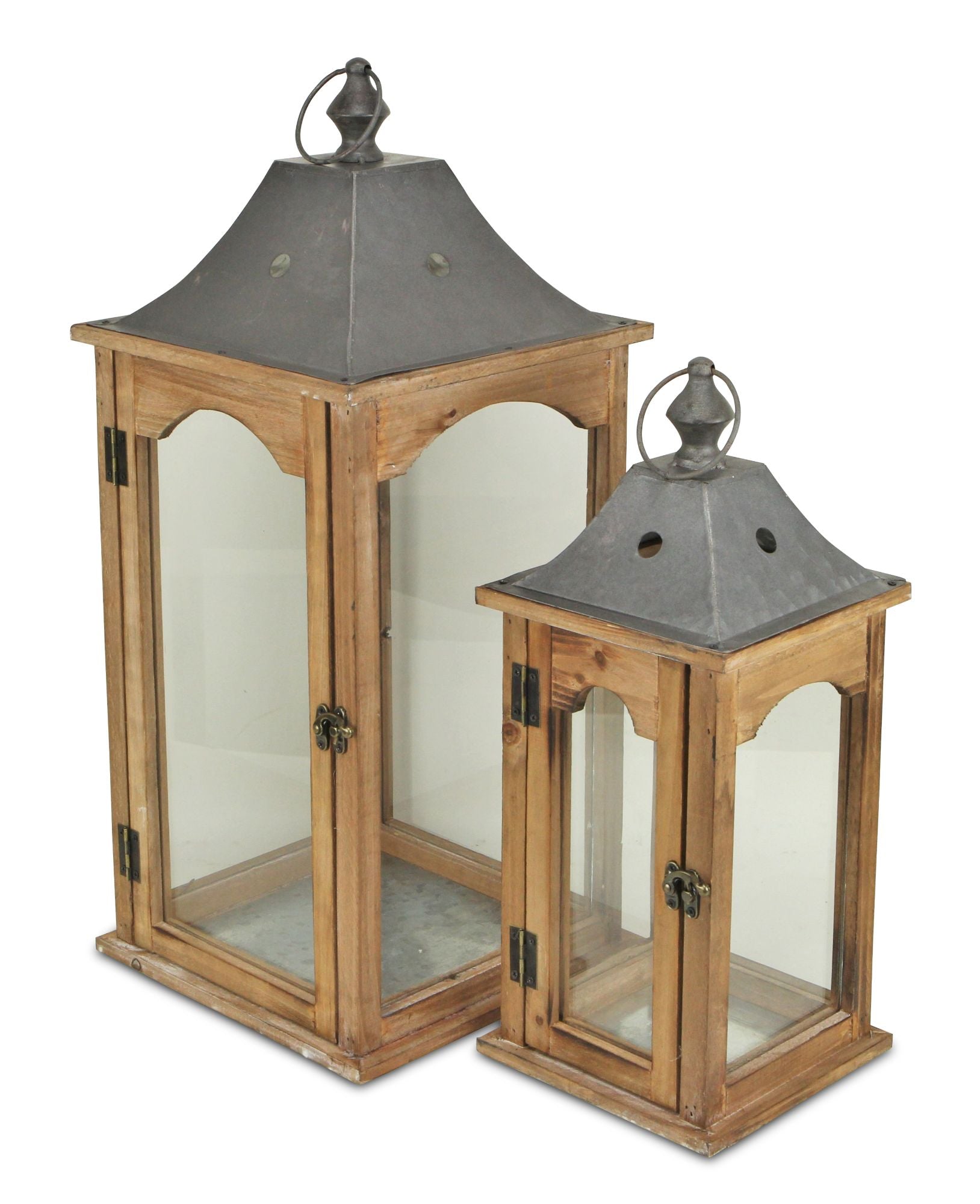 Cheungs FP-4476-2 Clear Rustic Handmade Lantern - Set of 2