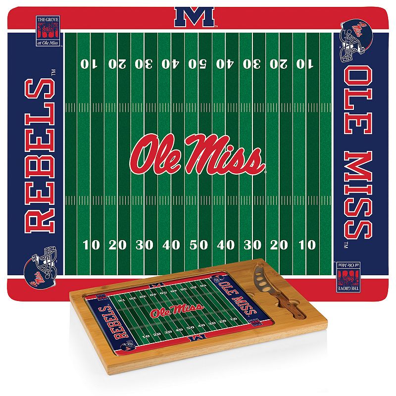 Picnic Time Ole Miss Rebels Icon Glass Top Cutting Board and Knife Set