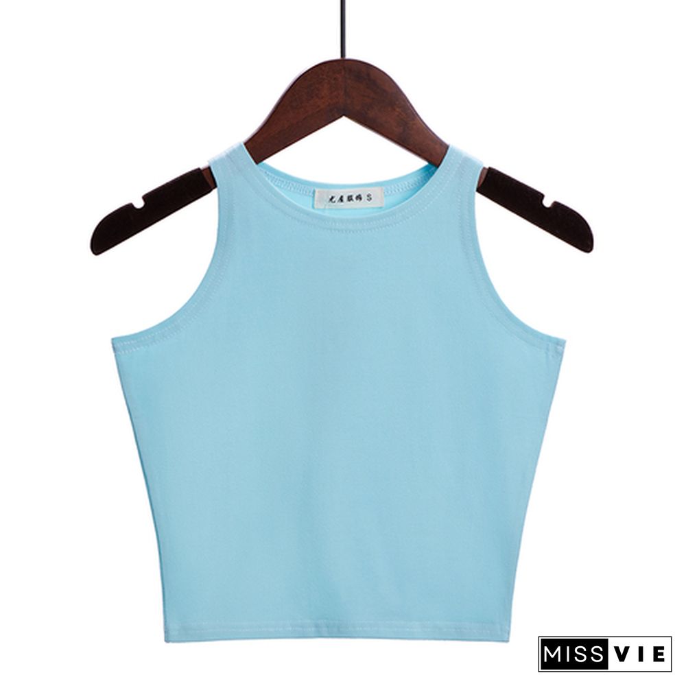 New Women Sexy Cotton Tank Tops Crop Top Vest Sleeveless Blouse T-Shirt Cropped Blusas Tank Top Camisole 13 Colors