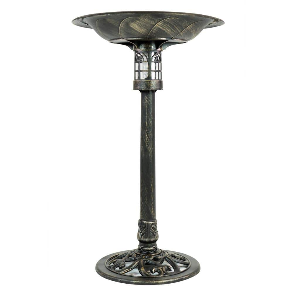 SunRay Beacon Point Solar Lighted Bird Bath in Brushed Bronze 841010