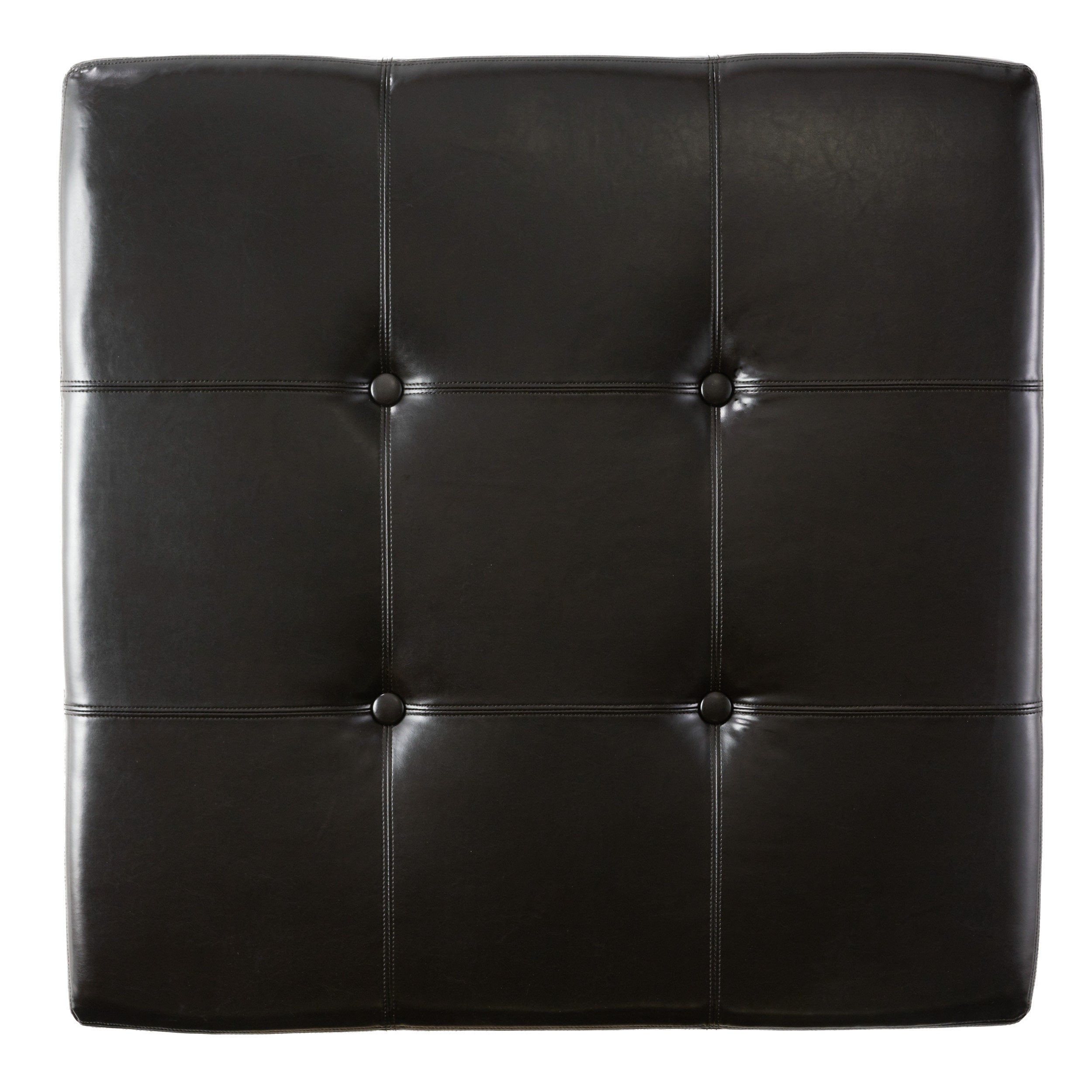 Avalon Button Tufted Espresso Leather Square Ottoman Coffee Table