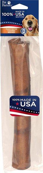 Pet Factory Beefhide 10-inch Rolls Peanut Butter Flavored Dog Hard Chews， 1 count