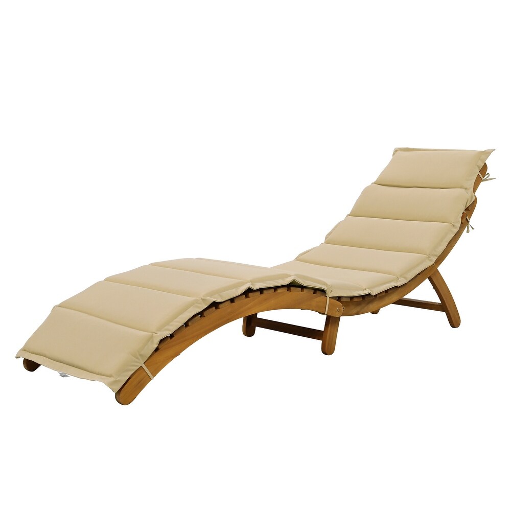 Poolside 3 Piece Wood Portable Extended Chaise Lounge Set with Foldable Tea Table