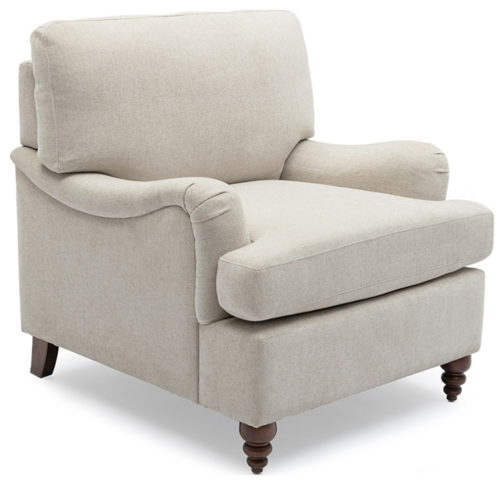 Home Square Polyester Fabric Transitional Arm Chair in Beige   Set of 2   Traditional   Armchairs And Accent Chairs   by Homesquare  Houzz